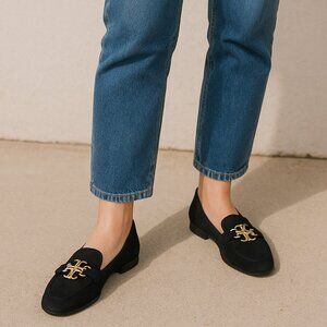 Tory Burch Metal Miller 15MM Suede Loafer Black 9